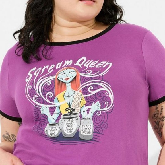 ❤️NWT VINTAGE TORRID TEE - NIGHTMARE BEFORE CHRISTMAS SALLY HALLOWEEN TOP - Picture 7 of 14
